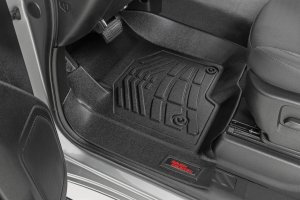 GMC Sierra 3500 HD Floor Mats - Front + Rear - Rough Country - Sure-Fit - '20-'23